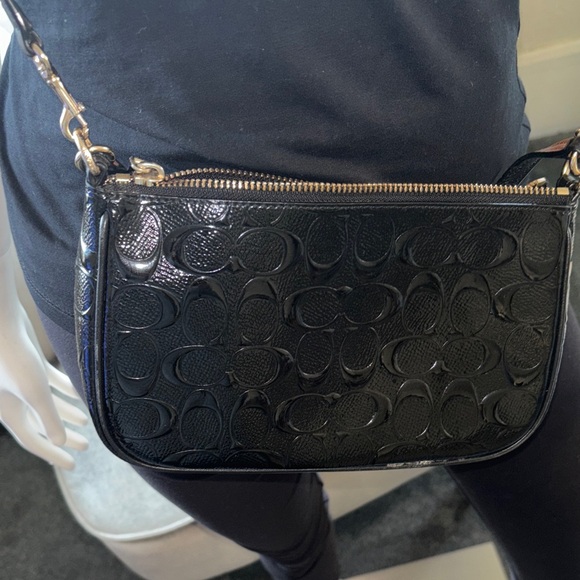 Coach Black Embossed Signature Leather Crossbody - Picture 6 of 11